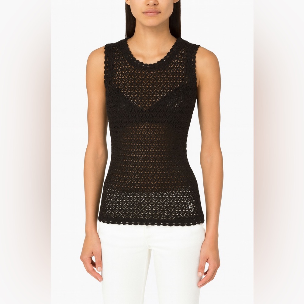 Dolce & Gabbana black crochet sheer top size 42